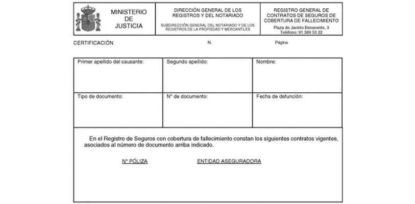 Certificado de seguros de cobertura